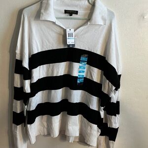 Joseph Men's Sweater with Bold Black and White Stripes